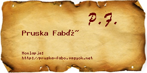 Pruska Fabó névjegykártya